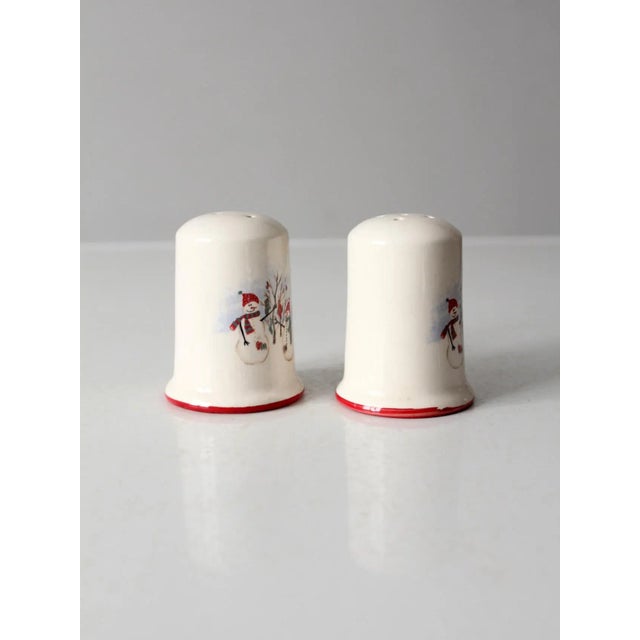 Vintage Royal Season Stoneware Snowman Salt & Pepper Shakers For Sale - Image 6 of 9