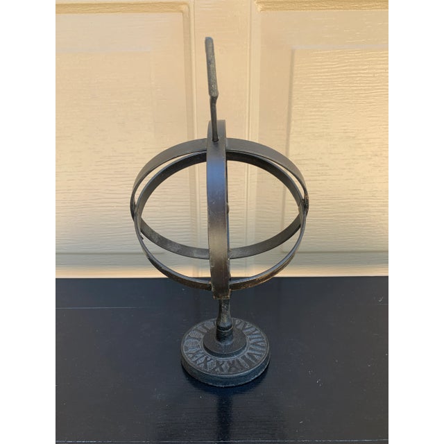 Black Iron Armillary Globe Sculpture – Traditional Landscape & Garden Decor For Sale - Image 10 of 10