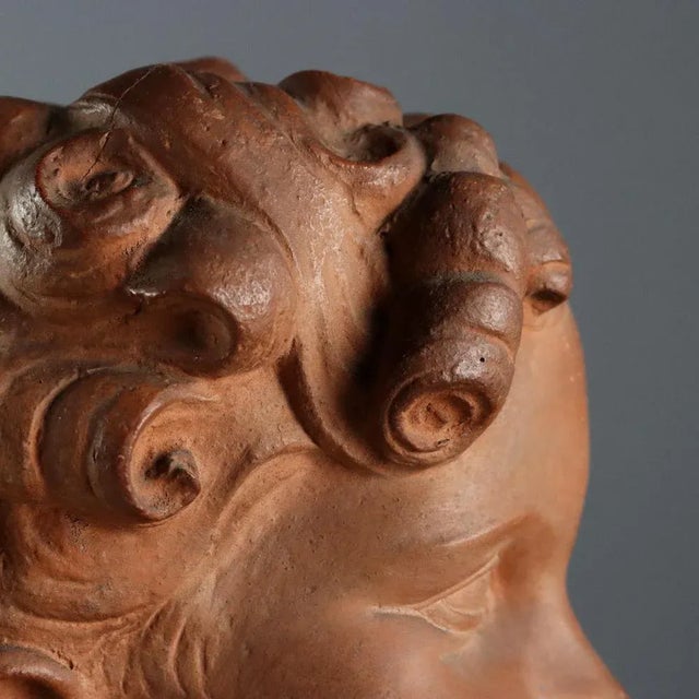 Antique Terracotta Bust of Boy by A. Menchi, 20th Century For Sale - Image 6 of 9