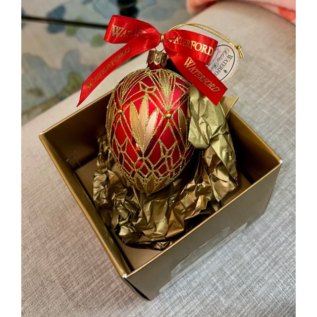 Traditional Waterford Crystal Heirloom Red and Gold Christmas Ornament - 2003 For Sale - Image 3 of 9