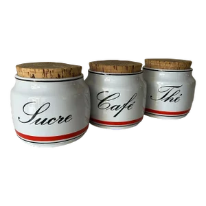 Set of 3 Late 20th Century Kitchen Jars With French Text by Waechtersbach, West Germany