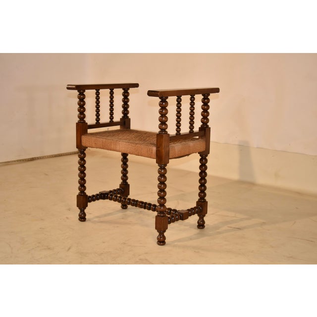 Victorian 19th Century English Oak Bench With Arms For Sale - Image 3 of 8