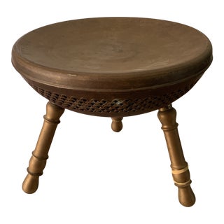 Brass Foot Warmer Three Leg Stool For Sale