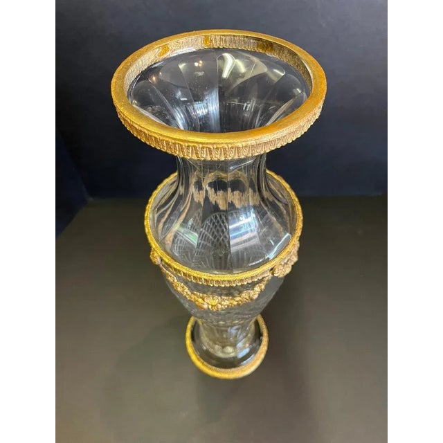Mid 20th Century Crystal Vase With Gilt Bronze Mounts For Sale - Image 5 of 8