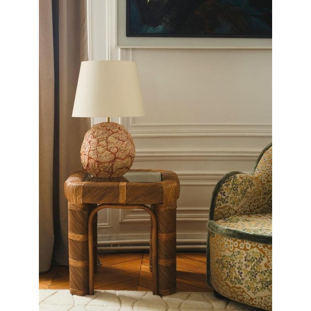 Ursula Side Table in Stained Rattan and Tempered Glass by Popus Editions For Sale - Image 4 of 5