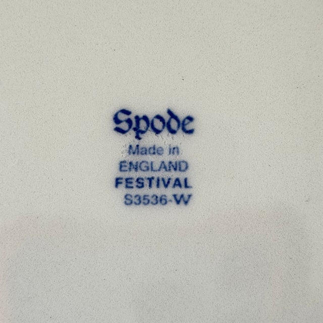 Blue 1990s Spode Festival Blue Turkey Dinner Plates England Thanksgiving - Set of 8 For Sale - Image 8 of 9
