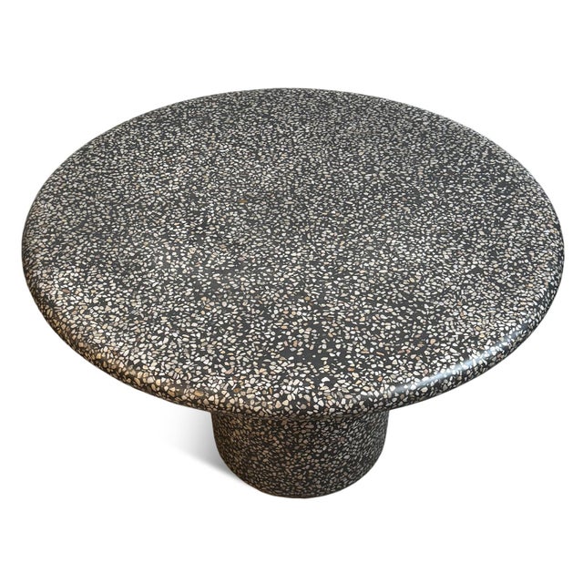 Round Black Terrazzo Outdoor Dining Table For Sale - Image 4 of 8