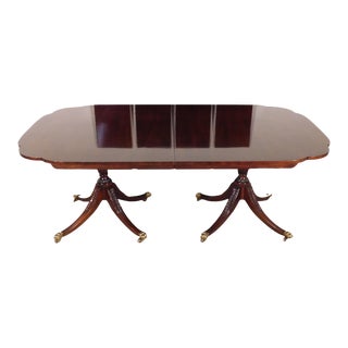 Kindel Winterthur Collection Figured Mahogany Dining Banquet Table 4 Leaves Pads For Sale