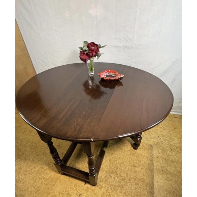 Jacobean Revival Oak Gate Leg Drop Leaf Table, 1900s For Sale - Image 10 of 12