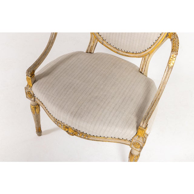 Late 18th Century English Painted and Parcel Gilt Armchair For Sale - Image 3 of 15
