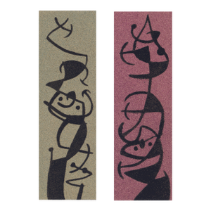 1967 Joan Miró Pochoir on Sandpaper "Femme Et Oiseau I, Il" (Woman and Bird I, Il) - Set of 2