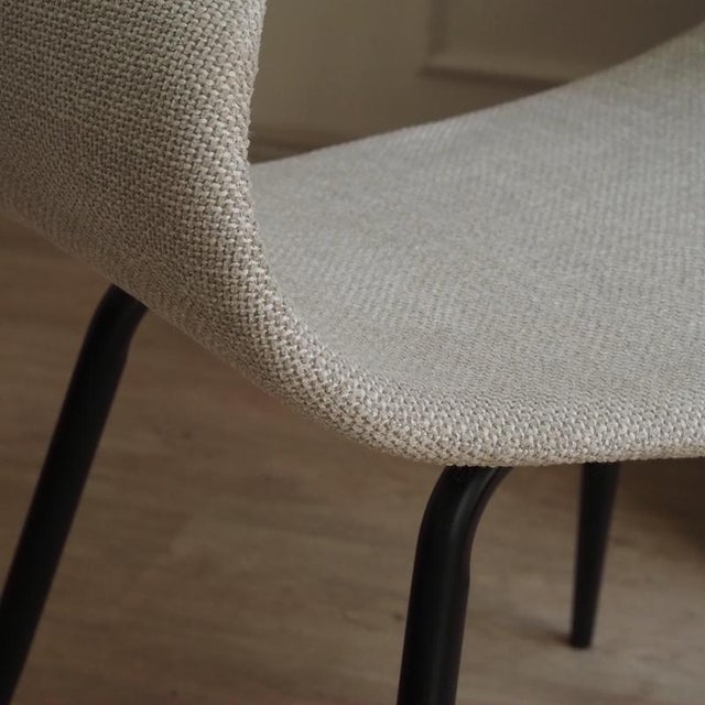 Metal Open Back Chair in Natural White Textured Fabric For Sale - Image 7 of 9