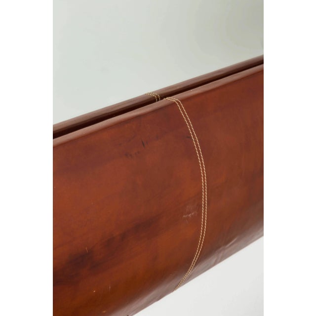 Mid 20th Century French Mirror with Stitched Leather Frame For Sale - Image 5 of 9