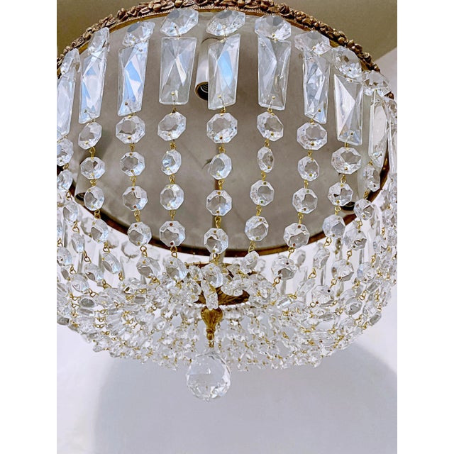 Metal Vintage 1960s Italian Brass Basket Chandelier For Sale - Image 7 of 9