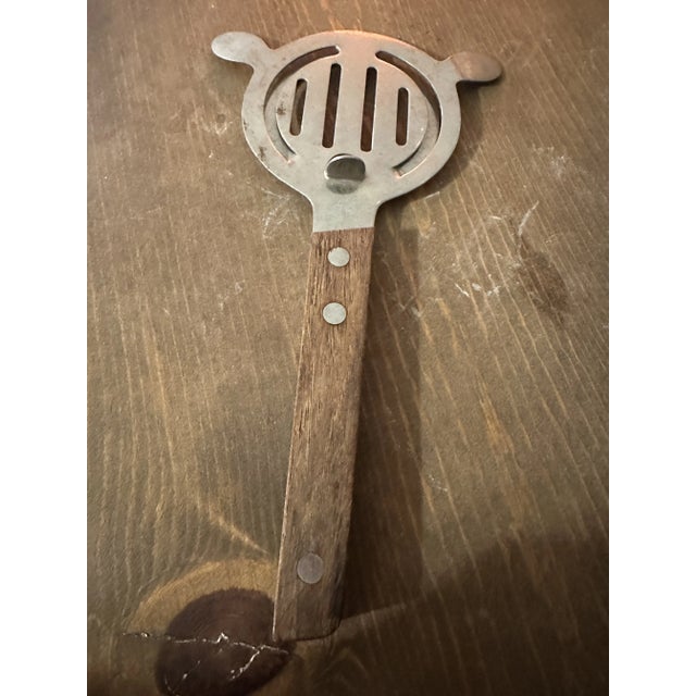 1970s Vintage Wooden and Silver Alcohol Strainer For Sale - Image 5 of 8