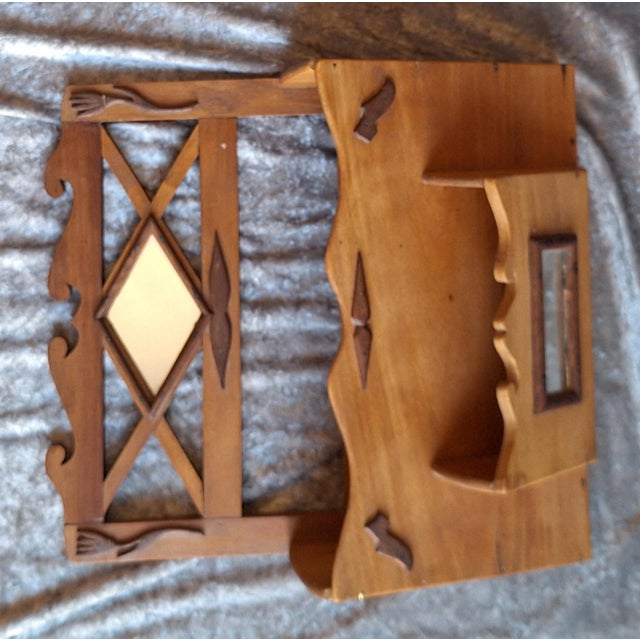 Antique Newspaper Holder in Beech Wood with Walnut Applications, 1890s, in Very Good conditions. Designed 1890 to 1919
