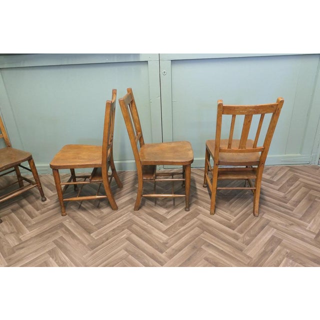 Victorian Beech and Elm School Chairs, Set of 8 For Sale - Image 9 of 11