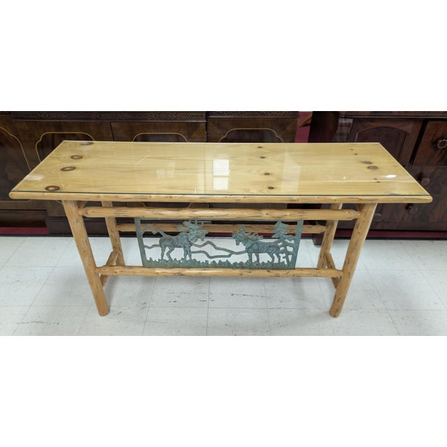 Early 21st Century John B. Mortensen Western Console/Sofa Table, Moose For Sale - Image 5 of 9