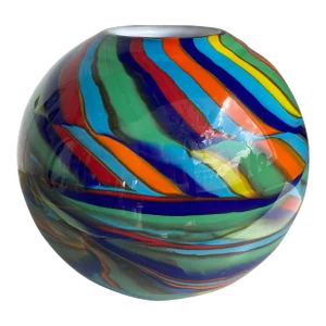 Contemporary Abstarct Vase With Multicolored Reeds in Murano Glass