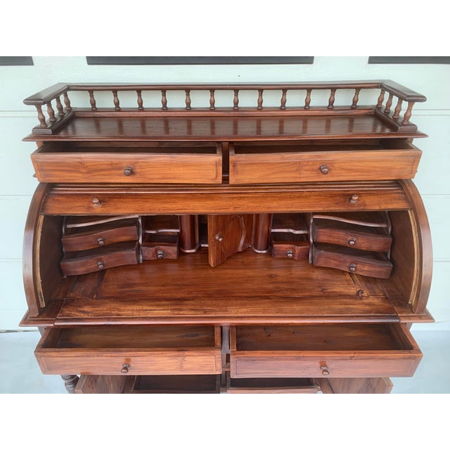Stylish Colonial Teak Secretaire For Sale - Image 14 of 18