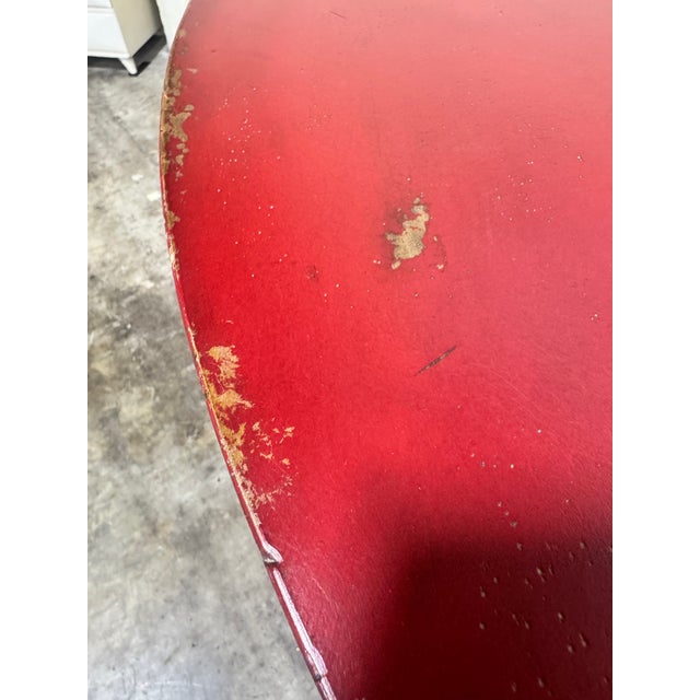 Red Vintage Perfectly Distressed Red Habersham Demilune Console Table For Sale - Image 8 of 10