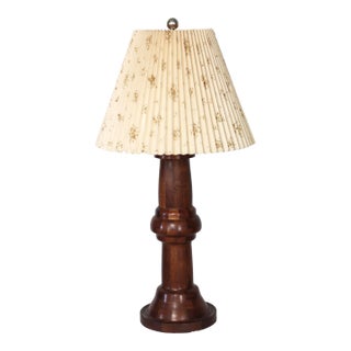1940s Tall Parquetry Table Lamp Handmade Turned Wood For Sale