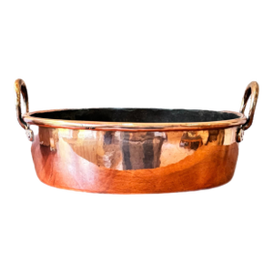 Villedieu-Les-Poêles 16” Copper Rondeau, Jam Pot C. 1920–1940 – Untouched, Never Retinned