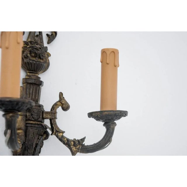 Metal Antique Wall Lamps, France, 1890, Set of 2 For Sale - Image 7 of 8