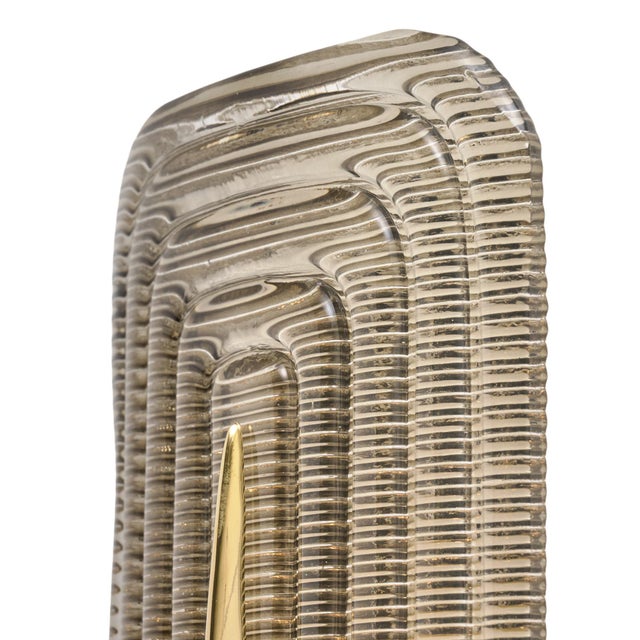 Pair of Italian Murano Ribbed Glass and Brass Wall Sconces For Sale In Austin - Image 6 of 9