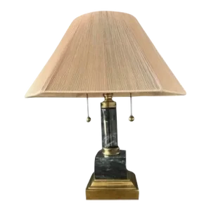 1980’s Black Marble & Brass Desk Lamp