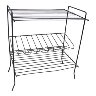 Mid-Century Metal Record Storage Stand in the Style of Fred Weinberg For Sale