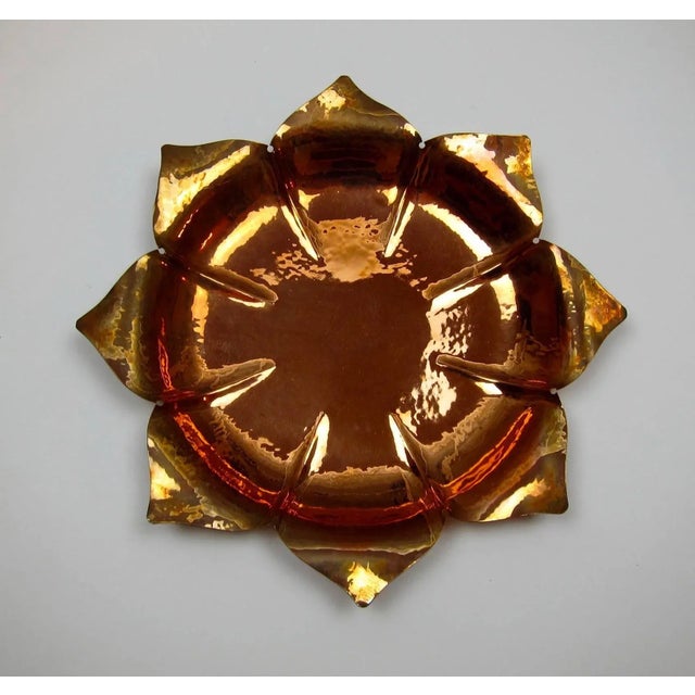 Marie Zimmermann Arts and Crafts Copper Lotus Form Dishes, Set of 6 For Sale - Image 4 of 11