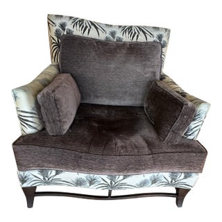 Donghia Upholstered Lounge Chair – Tropical Patterned Exterior & Solid Interior For Sale