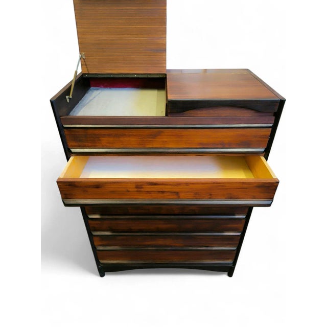 Chest of Drawers with Dressing Table in Zebrano Wood, Italy, 1960s For Sale - Image 10 of 18