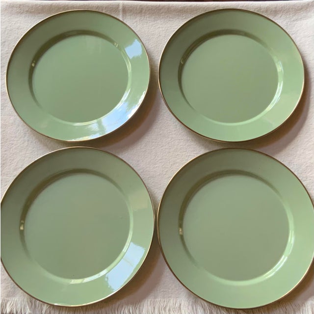 Mackenzie-Childs Sage Green Enamel 12” Chargers - Set of 4 For Sale - Image 13 of 15