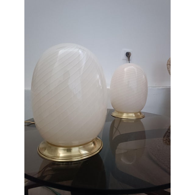 Beige Murano Glass Egg Lamps, 1970s, Set of 2 For Sale - Image 8 of 8