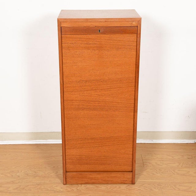 Danish Teak Locking Tambour Door Filing Chairish