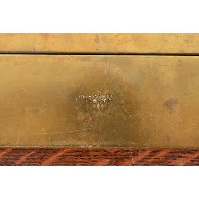Tiffany Studios New York Grapevine Bronze Doré Blotter Ends With Leather Desk Blotter For Sale - Image 11 of 13