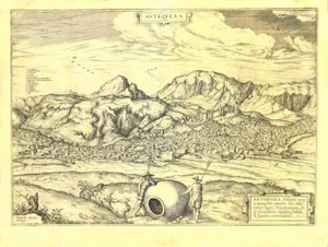 George Braun - View of Antequera - Etching - Late 16th Century