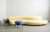 Contemporary Modern Celeste Curved Sofa in Yellow Wool Felt and Black Metal Base For Sale - Image 9 of 10