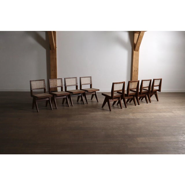 Office Cane Chairs from Pierre Jeanneret, India, 1950s, Set of 8 For Sale - Image 9 of 18
