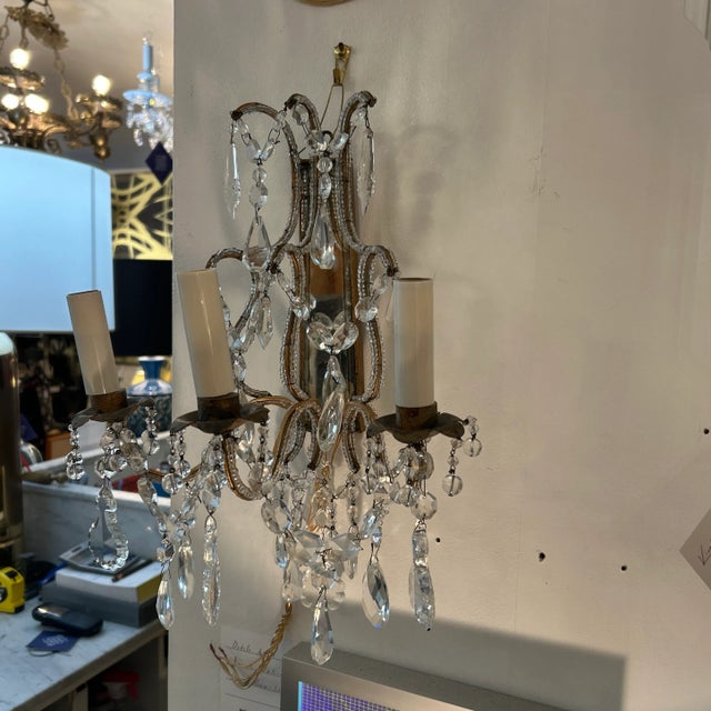 Antique 19th Century Classic European Crystal Sconces - a Pair For Sale - Image 10 of 12