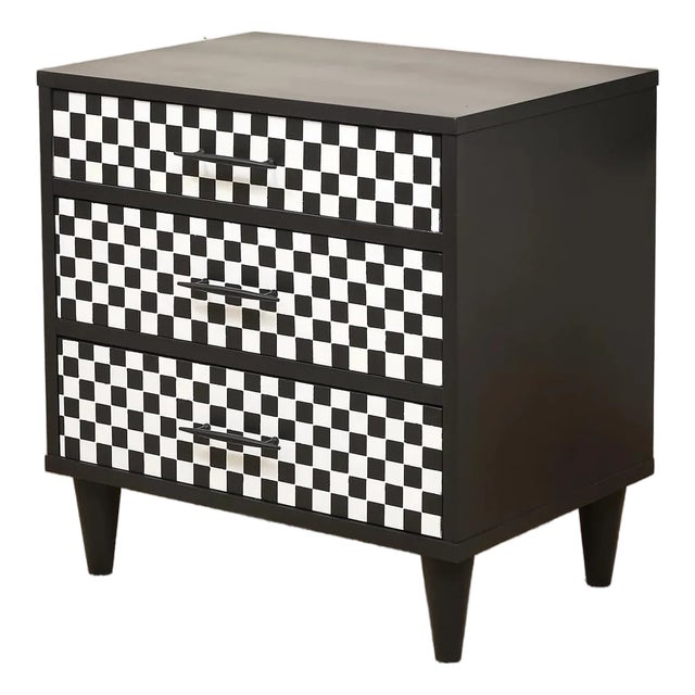 Mid 20th Century Black and White Nightstand For Sale