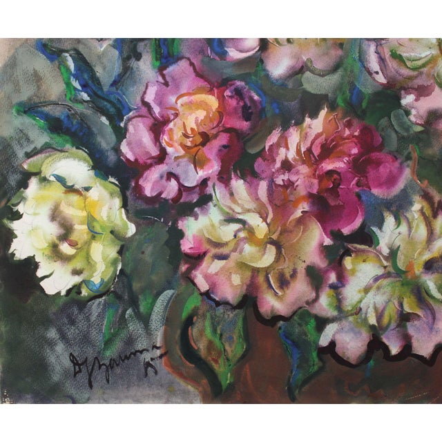 Dzidra Bauma, Peonies, Summer Magic, 1985, Watercolor, in Good conditions. Designed 1980 to 1989 This piece has an...
