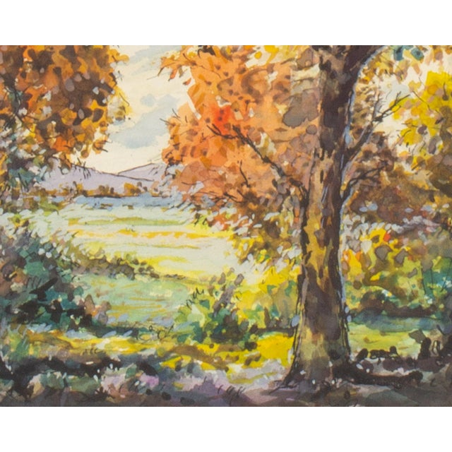 Mid 20th Century Watercolor Autumn Landscape Painting by Bill Abell For Sale - Image 5 of 7
