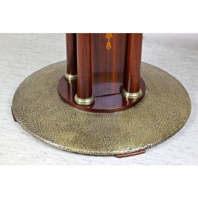 Art Nouveau Mahogany Gaming Table with Hammered Brass Base, Austria, 1910s For Sale - Image 9 of 14