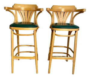 Pair 2 Vintage Gar Products Attributed Radomsko ZMG Bentwood Bar Stool