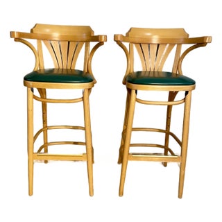 Vintage Pair Bentwood Bar Stools Gar Products Attributed Radomsko ZMG For Sale