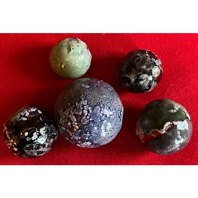 Modernist Mid-Century Sculpture of Experimental Glazed Pottery Moon Balls - Set of 5 For Sale In New York - Image 6 of 16