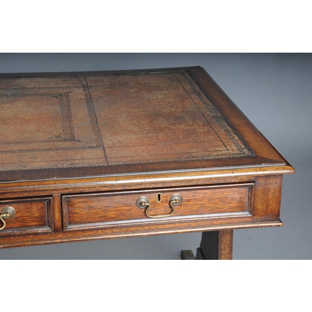 English Mahogany Partner Desk, 1900s For Sale - Image 3 of 18